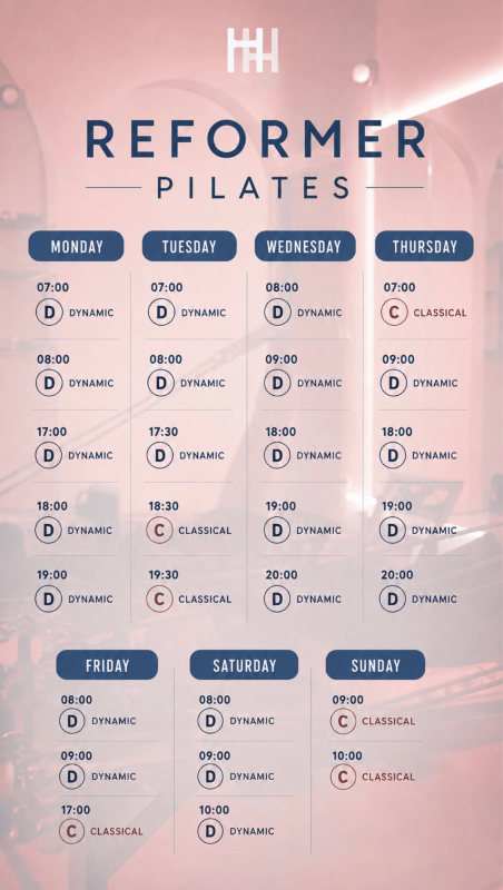 Reformer Pilates schedule House of Habits